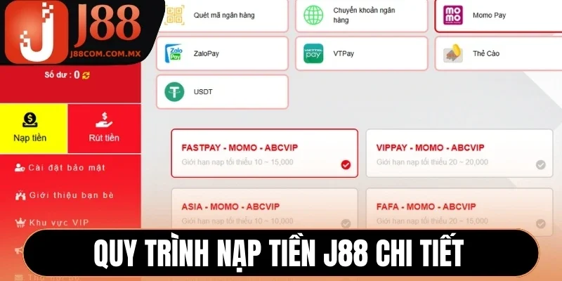 Quy trình nạp tiền J88 chi tiết