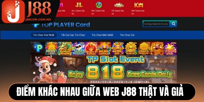 So sánh điểm khác nhau giữa web J88 thật và giả 