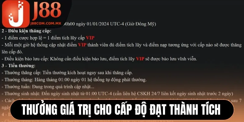 Thưởng giá trị cho cấp độ đạt thành tích
