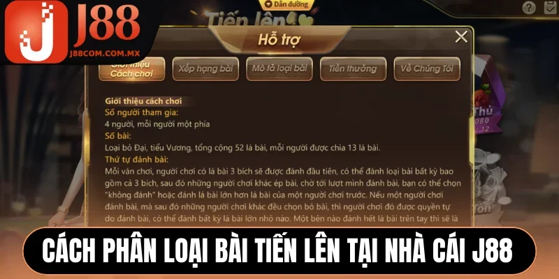 Cách phân loại bài Tiến Lên tại nhà cái J88