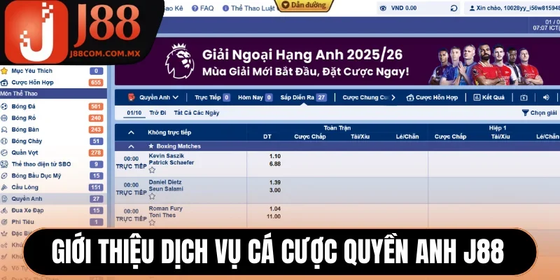 Giới thiệu dịch vụ cá cược quyền anh J88